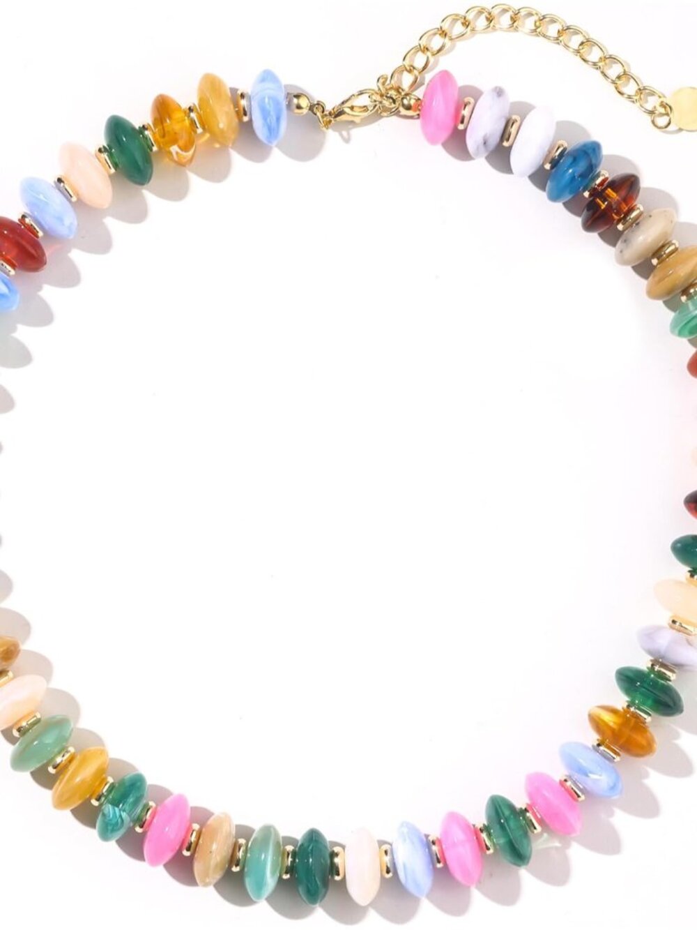 Colorful Beaded Necklace for Women Unique Resin Beads Choker Necklaces Boho Stat